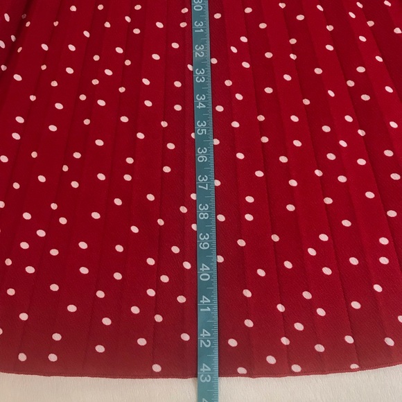 Lark + Grey Midi Dress Women’s Size L Color Red/White Pleated Skirt Polka Dot. - Picture 9 of 12
